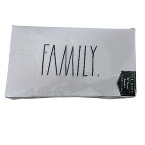 Rae Dunn White 'Family' Napkins NWT